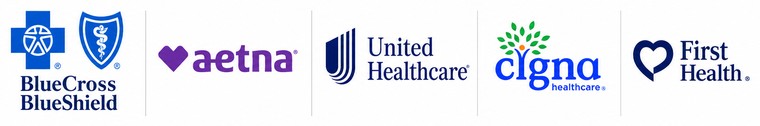 BlueCross BlueShield, Aetna, UnitedHealthcare, Cigna, First Health